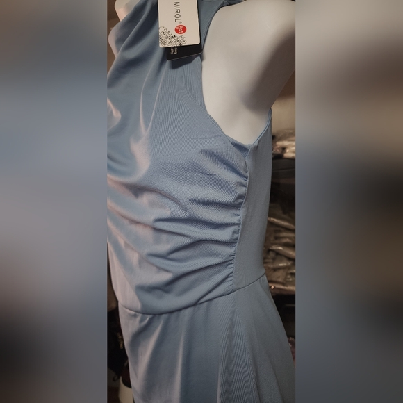 Blue Midi Pencil Dress with Slit for Cocktail - Picture 7 of 11